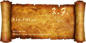 Kis Félix névjegykártya